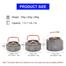 Widesea 1.1L 2L1.5L Camping Water Kettle Outdoor Coffee Kettle Tableware Picnic Set Supplies Equipment Utensils Tourism Cookware