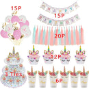 Unicorn Party Supplies Disposable Tableware Set Kids Birthday party Decoration Unicornio Decor Plates Cup Banner Baby Shower