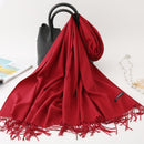 2022 Winter Scarf Solid Thick Women Cashmere Scarves Neck Head Warm Hijabs Pashmina Lady Shawls And Wraps Bandana Tassel