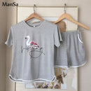 Hot sale Summer Shorts Pajama Sets for Women Short Sleeve Sleepwear Cute Girls Cartoon Pyjama Homewear Pijama Mujer Home Clothes