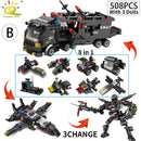 HUIQIBAO SWAT Police Station Truck Model Building Blocks City Machine Helicopter Car Figures Bricks Educational Toy For Children