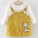 Bear Leader Baby Girl Dress Set T-shirt Tops Cartoon Giraffe Dress Baby Girl Princess Clothes Girls Long Sleeve  2pcs Suit