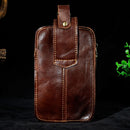 Men Genuine Leather Fanny Pack Cell Phone Cigarette Key Case Coin Purse Pouch Hip Bum Belt Crazy Horse Cowhide Hook Waist Bag