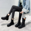 TUINANLE Chelsea Boots Chunky Boots Women Winter Shoes PU Leather Plush Ankle Boots Black Female Autumn Fashion Platform Booties