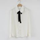 Bow Shirts Woman Long Sleeve Button Chiffon Blouse Women 2022 New Embroidery Blouses Butterfly Sleeve Casual White Shirt Femme