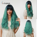 La Sylphide Synthetic Hair Wigs Cosplay Wig Long Wave Root Black Ombre Pink for Woman Heat Resistant Fiber Daily Party Wig