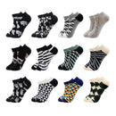 6-12 Pairs Novelty Funny Casual Ankle Socks Fashion Colorful Harajuku Fruit Animal Grid Cotton Men Socks Slippers