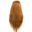 24'' 100% Real Hair Training Head with Shoulder Hairstyles Dummy Doll Mannequin Head for Hairdresser Manikin Head