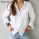 New Long Sleeve Ladies Tops Blouses Oversized Button Casual Cotton White Shirt Women Turn-down Collar Loose Blouse Women 3496