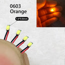 40颗/批 0402 0603 0805 1206 LED SMD 带线，适用于火车模型 HO N OO 比例，红黑线预焊微型利兹，透视模型铁路