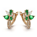 4 Color Noble Natural Zircon Flower Stud Earrings Red Green Color High Quality Earrings For Woman Aesthetic Luxury Jewelry Gift