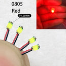 40颗/批 0402 0603 0805 1206 LED SMD 带线，适用于火车模型 HO N OO 比例，红黑线预焊微型利兹，透视模型铁路
