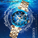 Seno Ocean Star钢带女士腕表时尚水晶女式石英Relogio Feminino女款Montre Reloj Mujer Zegarek Damski