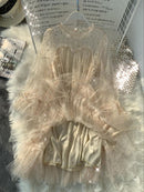 2022 New Female O-neck Stars Sequined Mesh Shiny Fairy Dress Women Elegant Bling Gauze Princess Puff Dresses Vestidos De Fiesta