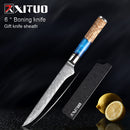 XITUO Kitchen Knives-Set Damascus Steel VG10 Chef Knife Cleaver Paring Bread Knife Blue Resin and Color Wood Handle 1-7PCS set