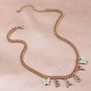 Bohemian Girl Cute Butterfly Rhinestone Letter Necklace Girl Necklace for Women BABY HONEY ANGEL Short Trend New Jewelry Gift