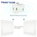MOES RF433 Wireless Switch No Battery Remote Control Wall Light Switch Self Powered No Wiring Needed Wall Panel Transmitter.
