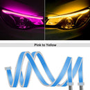 ANMINGPU 1pair Sequential DRL LED Strip Turn Signal Light Yellow Bright Flexible Drl Led Daytime Running Light for Car Headlight