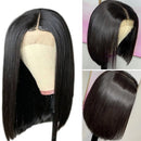 HairUGo – perruque Bob Lace Closure Wig Remy brésilienne naturelle, cheveux courts lisses, 13*1 T, 4x4, pre-plucked, pour femmes