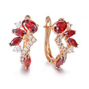 4 Color Noble Natural Zircon Flower Stud Earrings Red Green Color High Quality Earrings For Woman Aesthetic Luxury Jewelry Gift