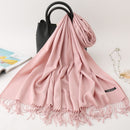 2022 Winter Scarf Solid Thick Women Cashmere Scarves Neck Head Warm Hijabs Pashmina Lady Shawls And Wraps Bandana Tassel