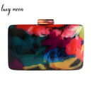 Acrylic Clutch Bag Female Evening Bags Acrylic Bag Colorful Printing Random Pattern Women Shoulder Bag Clutches Purse ZD1163