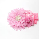 Baby girls Flower Headband Newborn Infant Pearl Flowers With Lace wide Headbands Bebes Hair accessories Phoro props Kids Turban