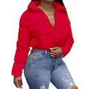 Cotton Coat Fashion Drawstring Slim-Fitting Women's Stand Collar Solid Color Long Sleeve Patchwork Zipper Short Jacket Parka
