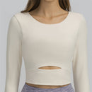 Nepoagym WIND Women Long Sleeve Cropped Top with Padded Bra Soft Yoga Top Comfortable Gym Workout Shirts
