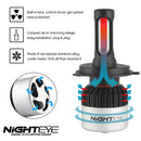 NIGHTEYE 超亮汽车大灯 H7 LED H4 LED H8/H9/H11 HB3/9005 HB4/9006 汽车灯泡 72W 9000LM 汽车前照灯 6500K
