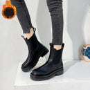 TUINANLE Chelsea Boots Chunky Boots Women Winter Shoes PU Leather Plush Ankle Boots Black Female Autumn Fashion Platform Booties