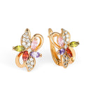 4 Color Noble Natural Zircon Flower Stud Earrings Red Green Color High Quality Earrings For Woman Aesthetic Luxury Jewelry Gift