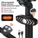 Smart Bike Light Wireless Remote Control Cycling Turning Signal Taillight USB Bicycle Rechargeable Rear Light LED Warning Lamp