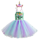Kids Girls Mermaid Princess Dress Sleeveless Mesh Tutu 3D Flower Hair Hoop Set Children Halloween Theme Party Cosplay Costume