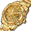 NAVIFORCE Luxury Brand Mens Sport Watch Gold Full Steel Quartz Watches Men Date Waterproof Military Clock Man relogio masculino