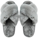 2022 Winter New Women Slipper Soft Rabbit Fur Cross Upper 3cm Heel Platform Fur Warm Indoor Ladies Open Toe Fluffy Home Slippers