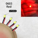 40颗/批 0402 0603 0805 1206 LED SMD 带线，适用于火车模型 HO N OO 比例，红黑线预焊微型利兹，透视模型铁路