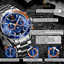 WISHDOIT 2021 New Fashion Diving Watch Men's Blue Top Brand Luxury Stainless Steel Waterproof Leisure Sports Quartz Men's Watch