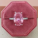 Silver Color Bride Oval Wedding Ring Set for Women Engagement Luxury Band Eternity Jewelry Dropshipping Classic Big R4947-pink