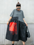 XITAO  Dress Fashion New High Waist Elegant 2020 Summer Pullover Patchwork Hit Color Goddess Fan Casual Dress GCC3514
