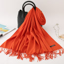 2022 Winter Scarf Solid Thick Women Cashmere Scarves Neck Head Warm Hijabs Pashmina Lady Shawls And Wraps Bandana Tassel