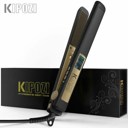 KIPOZI 头发拉直器 专业美发工具 LCD 显示屏 二合一卷发直发器 双电压 可调温度 卷发棒