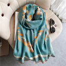Warm Winter Scarf Cashmere Women Pashmina Design Print Shawls Wrap Female Thick Blanket Soft Bufanda Stoles 2022 Fashion