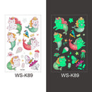 Tattoo Stickers Luminous Child Kid Temporary Fake Tattoos Glow Paste on Face Arm Leg for Children Body Art Mermaid Sticker