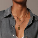 ENFASHION Personalized Engraved Name Necklace Stainless Steel Circle Square Pendant Necklaces For Couples Jewelry Custom PB3010