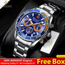 WISHDOIT 2021 New Fashion Diving Watch Men's Blue Top Brand Luxury Stainless Steel Waterproof Leisure Sports Quartz Men's Watch
