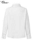Celmia Elegant White Shirts 2022 Fashion Women Bow Tie Long Sleeve Tops Casual Party Blouse Summer Tunic Solid Blusas Femininas
