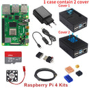 Raspberry Pi 4 8GB 4GB 2GB 套件 + 电源适配器 + ABS 外壳 + 32G 64G 128G 存储卡 + 读卡器 + 适用于 Raspberry Pi 4 Model B 的散热片