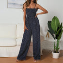 New Sunflower Printed Strap Jumpsuit Women High Waist Rompers Boho Yellow Spaghetti Strap Wide Leg Pants Summer Jumpsuits Ladies