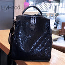 Mesh Netting Iridescent Paillette Backpack Women High Quality Sparkle Shiny Daily School Bag Female Female Bagpack Shoulder Bag